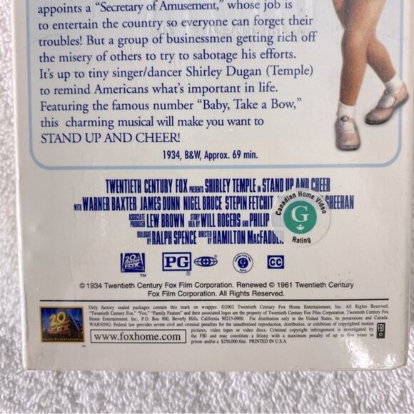 Vintage 20th Century Fox Shirley Temple Stand Up And Cheer VHS Movie - Picture 8 of 9